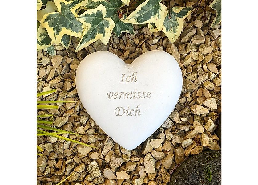 Radami Gartenfigur Grabherz Spruch "Ich vermisse Dich" 12cm,580g weiß günstig online kaufen