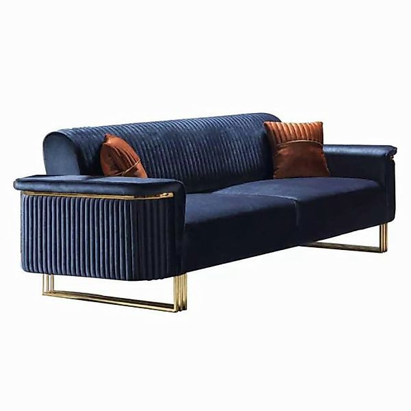 JVmoebel 3-Sitzer Blauer Wohnzimmer 3-Sitzer Luxuriöses Stoffsofa Elegante günstig online kaufen