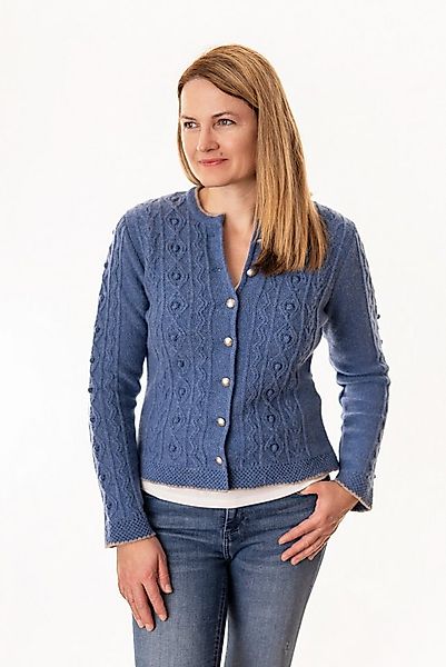 Pezzo D'oro Trachtenstrickjacke Trachten-Strickjacke Damen Enzianblau/Lehm günstig online kaufen