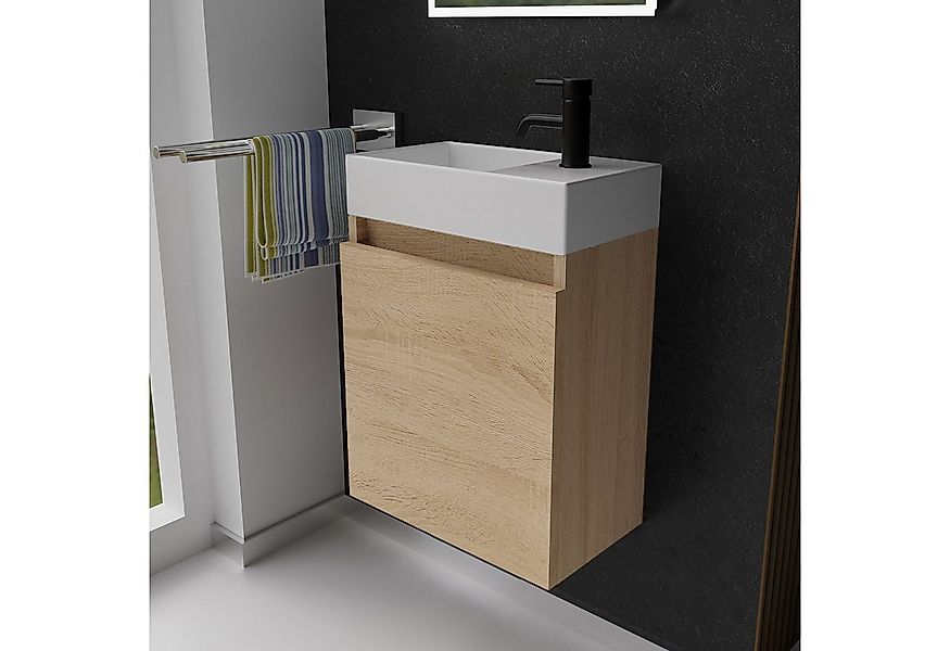 Alpenberger Badmöbel-Set Gäste WC Waschbecken mit Unterschrank - Badschrank günstig online kaufen