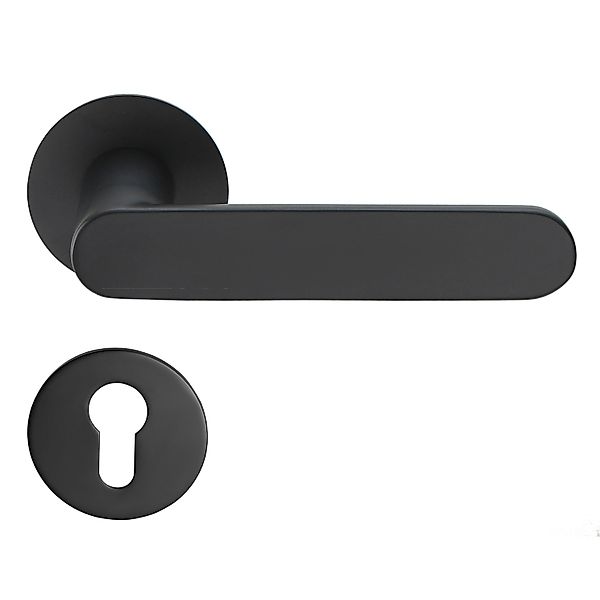 MeinTürgriff Drückergarnitur Georgetown Flachrosette Schwarz Matt Türdrücke günstig online kaufen