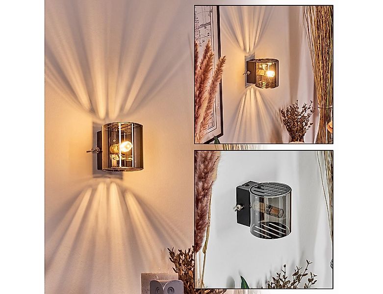 hofstein Wandleuchte Wandlampe aus Metall/Glas in Schwarz/Rauchfarben, ohne günstig online kaufen