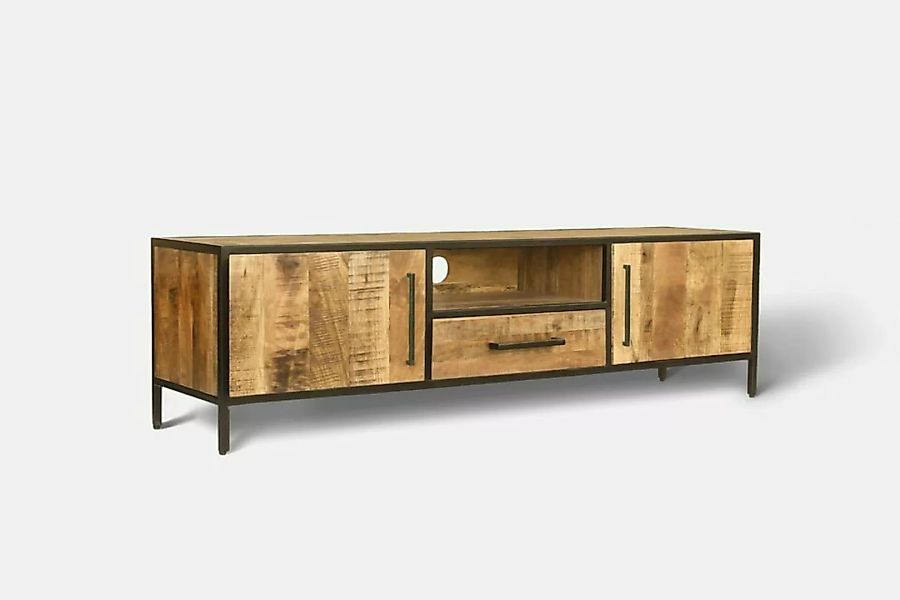 TV Board Sideboard Lowboard Massivholz Metall Steampunk Vintage Industrial günstig online kaufen