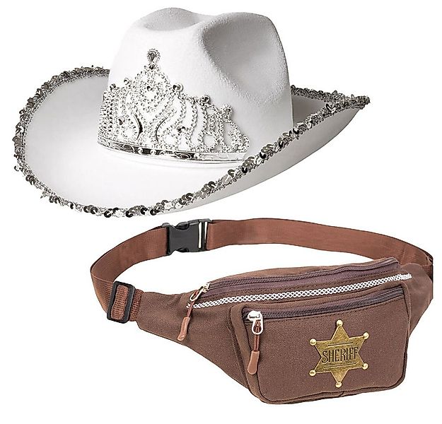 Goldschmidt Kostüme Cowboy-Kostüm Cowboy Set Bauchtasche & Cowboyhut weiß günstig online kaufen