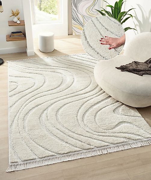 homsy by Ana Johnson Teppich "Waavy mit Fransen, Wellen Design" rechteckig günstig online kaufen
