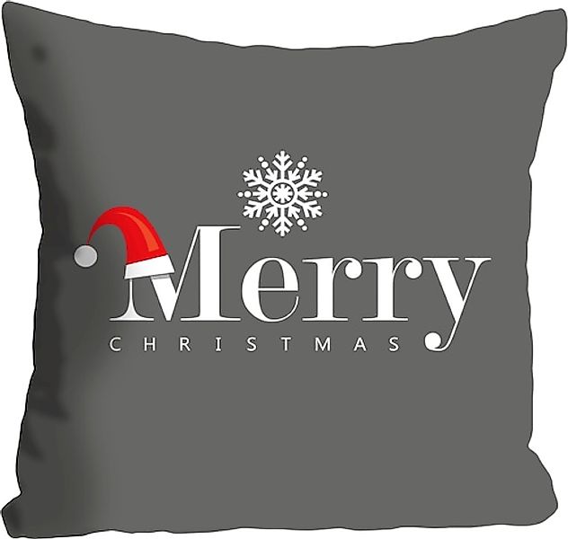 queence Dekokissen »Adrian«, Kissenhülle,Merry Christmas,Schriftzug,Graues günstig online kaufen