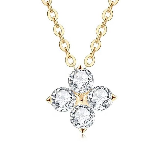 ROUGEMONT Silberkette Moissanit Kleeblatt Halskette 925 Silber 18K Weißgold günstig online kaufen