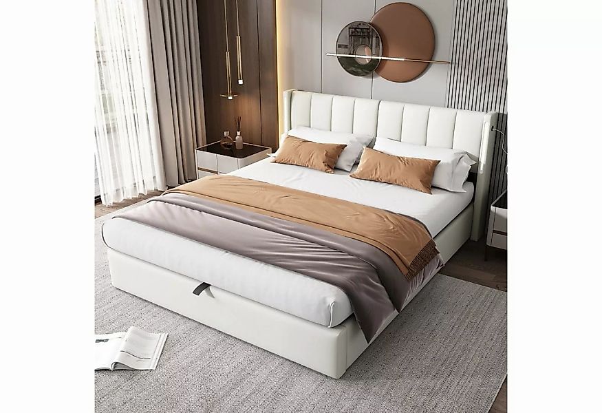 OKWISH Polsterbett Binaurales LED-Polsterbett,Hydraulisches Bett (140x200cm günstig online kaufen