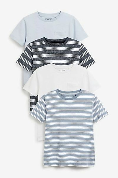 Next T-Shirt 4 x Kurzarm-T-Shirts mit Strukturstreifen (4-tlg) günstig online kaufen