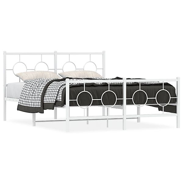 vidaXL Bettgestell mit Kopf- und Fußteil Metall Weiß 140x190 cm 376293 günstig online kaufen