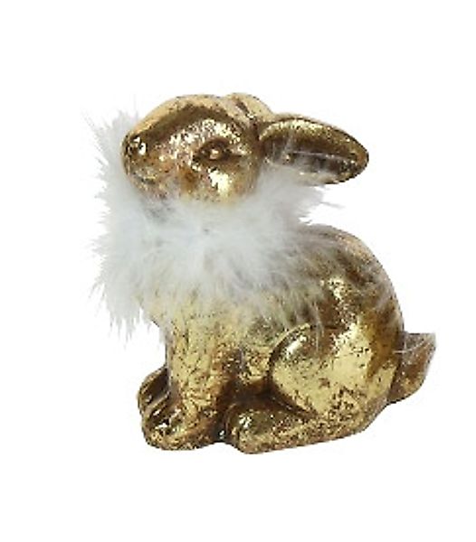 Hasenfigur Gold mit Federboa, Ohren angelegt – stilvolle Osterdeko T 12/ B günstig online kaufen