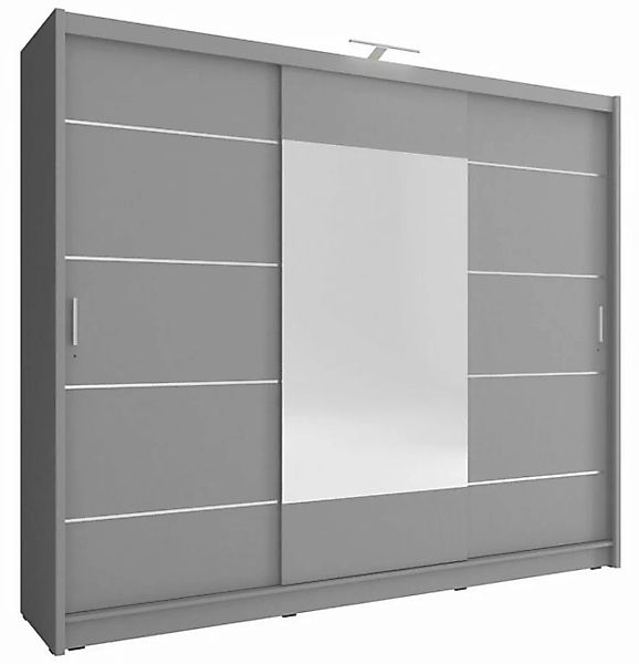 MOEBLO Kleiderschrank KUBA 250 ALU (Dekorative Aluminiumleisten, Wohnzimmer günstig online kaufen