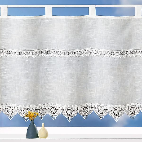 heimtexland Scheibengardine Landhaus Gardine Leinen Optik günstig online kaufen