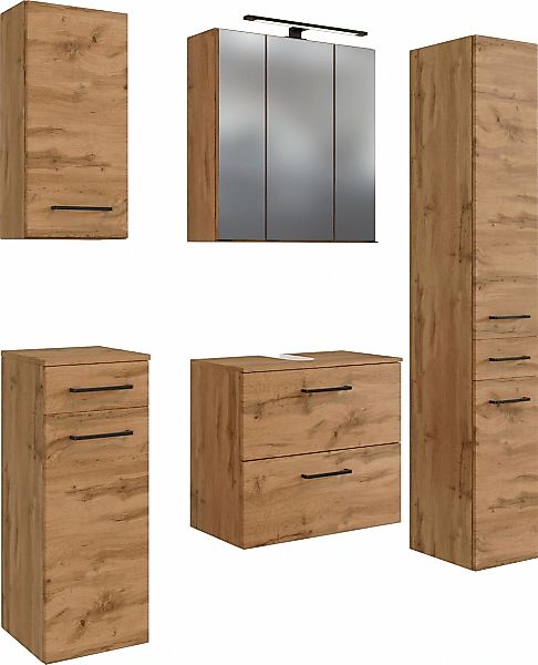 welltime Badmöbel-Set "Chicago" Spiegelschrank, Unterbeckenschrank, Hängesc günstig online kaufen
