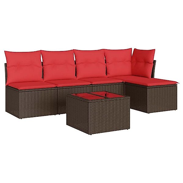 vidaXL 6-Tlg Garten-Sofagarnitur mit Kissen Braun Poly Rattan 3217534 günstig online kaufen