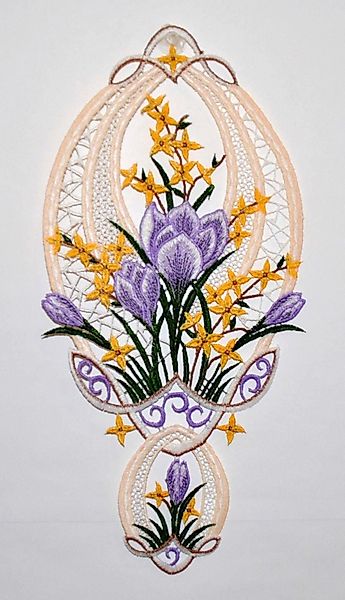 Stickereien Plauen Fensterbild "Krokusblüte Fensterbild", Fensterbild "Krok günstig online kaufen