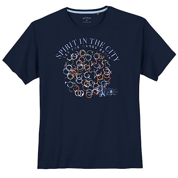 RAGMAN Rundhalsshirt Große Größen Herren T-Shirt navy Frontprint modisch Ra günstig online kaufen