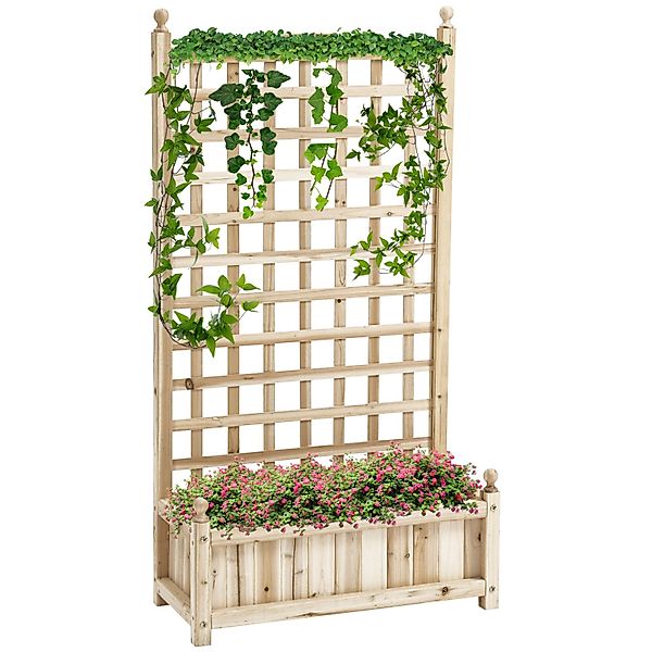 Outsunny Garten-Bett Tannenholz Naturholz 64L x 28B x 120H cm günstig online kaufen