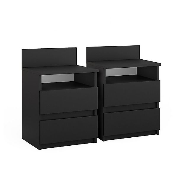 Vicco Nachtschrank Monty, Schwarz, 39.6 x 59.1 cm 2er Set günstig online kaufen