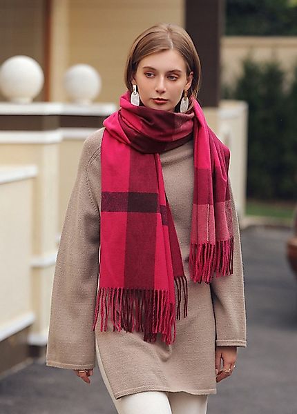 XDeer Wollschal Damen Schal,Winter Schal Poncho mit Fransen,kuschelweich Ka günstig online kaufen