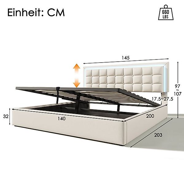 HAUSS SPOLE Polsterbett Polsterbett Hydraulisch Doppelbett Stauraumbett (in günstig online kaufen