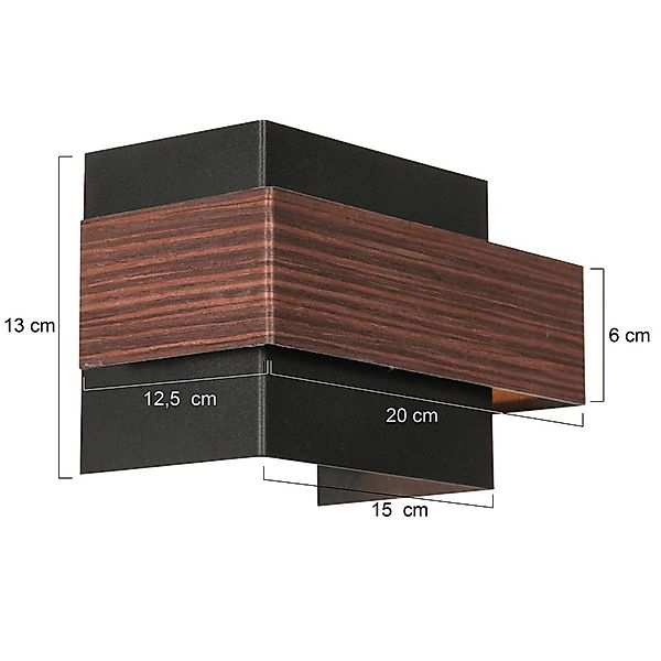 LED-Wandleuchte Muro 3368, Holzoptik, up/down, G9, 2.700 K günstig online kaufen