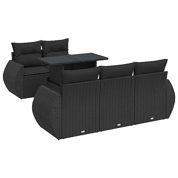 vidaXL 6-Tlg Garten-Sofagarnitur mit Kissen Schwarz Poly Rattan 3326566 günstig online kaufen