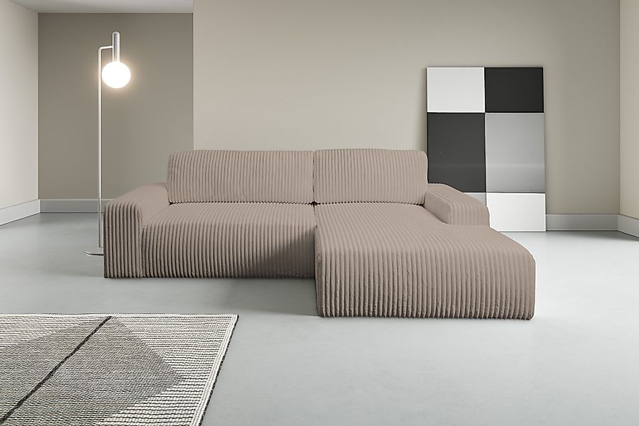 WERK2 Ecksofa "Rotterdam-L, kuschelweicher Cord oder Breitcord, L-Form, Bre günstig online kaufen