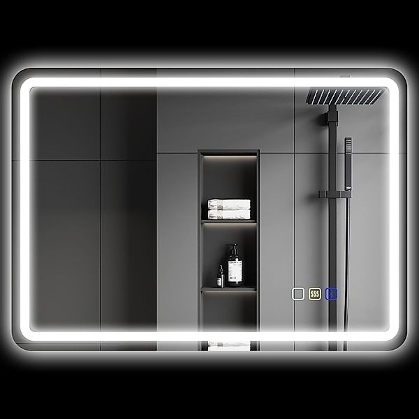 HOMCOM Badspiegel mit Beleuchtung 70x50 cm günstig online kaufen