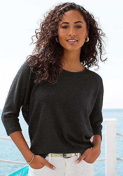 Vivance 3/4-Arm-Shirt "aus bügelfreiem Waffelstrick" aus bügelfreier Strick günstig online kaufen