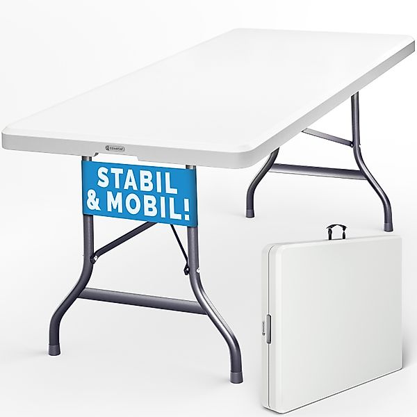 Klapptisch Weiß Kunststoff 183x76cm günstig online kaufen