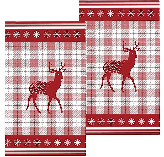 matches21 HOME & HOBBY Geschirrtuch Geschirrtücher LAURIE Hirsche rot Baumw günstig online kaufen