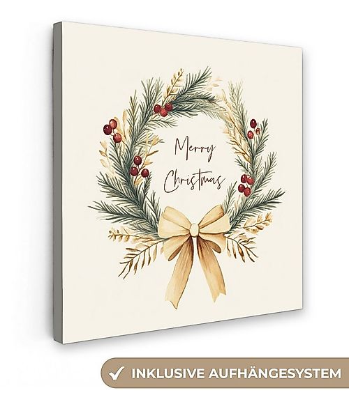 OneMillionCanvasses® Leinwandbild Weihnachtskranz - Weihnachten - Gold - Be günstig online kaufen