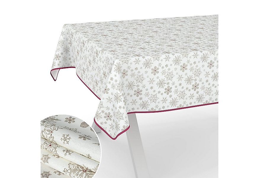 ANRO Tischdecke pflegeleicht Weihnachten Tischtuch Christmas Schneeflocken günstig online kaufen