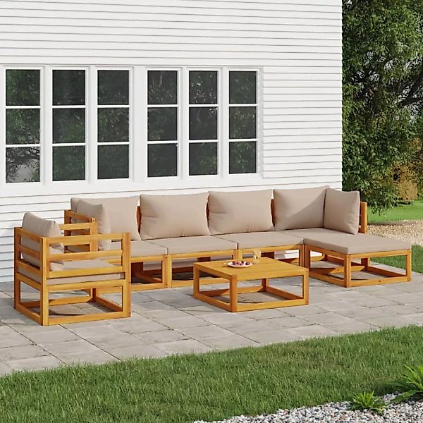 Vidaxl 7-tlg. Garten-lounge-set Mit Taupe Kissen Massivholz günstig online kaufen