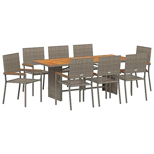 vidaXL Garten Essgruppe 9-Tlg Grau Poly-Rattan 3365433 günstig online kaufen
