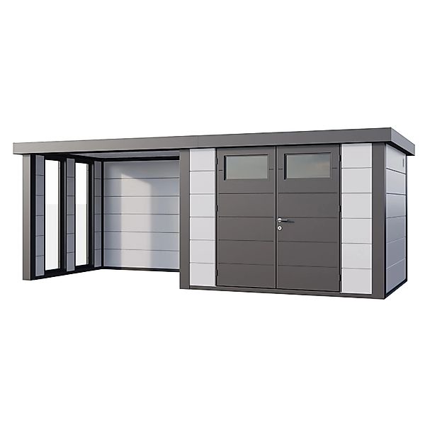 Gerätehaus Classico 3024 mit Lounge S Links m. Fenster 582 cm x 238 cm Weiß günstig online kaufen