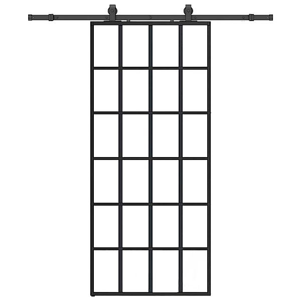 vidaXL Schiebetür mit Beschlag Schwarz 90x205 cm ESG-Glas 3375794 günstig online kaufen