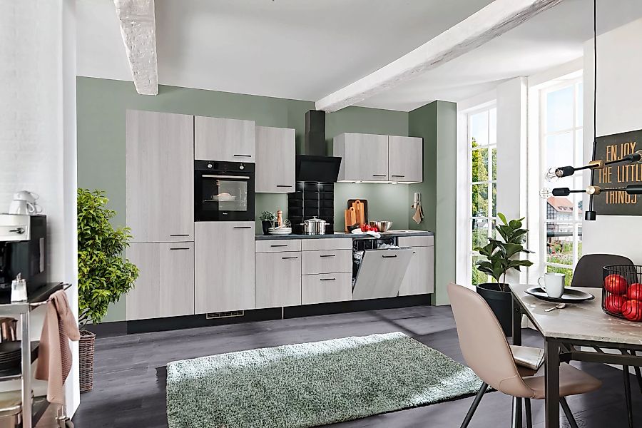 wiho Küchen Küche »Nisos«, Soft-Close, 340 cm, Backofen matt schwarz, Teles günstig online kaufen