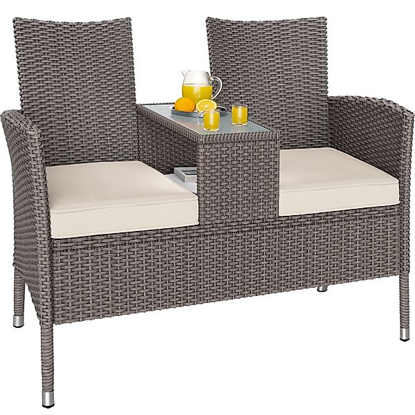 Polyrattan Kino Bank Creme 143x55x88cm günstig online kaufen