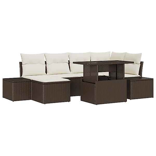 vidaXL Garten-Sofa-Set mit Speicher 7-Tlg Braun Poly Rattan 3357951 günstig online kaufen