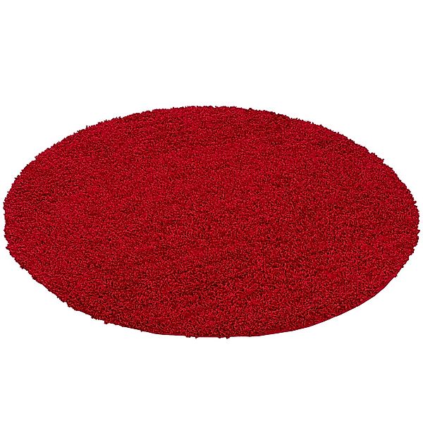 Pergamon Hochflor Langflor Teppich Aloha Rot 80cm Rund günstig online kaufen