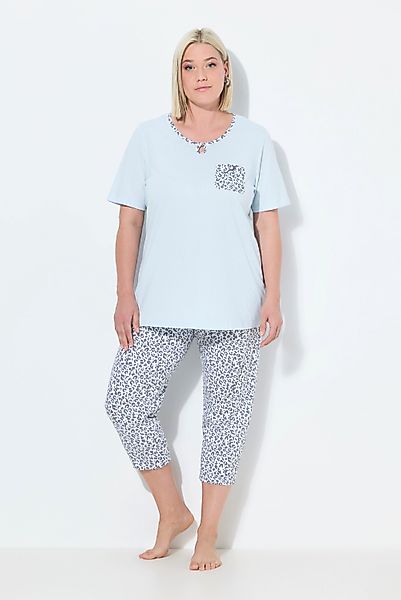 Ulla Popken Pyjama Pyjama Leomuster Rundhals günstig online kaufen