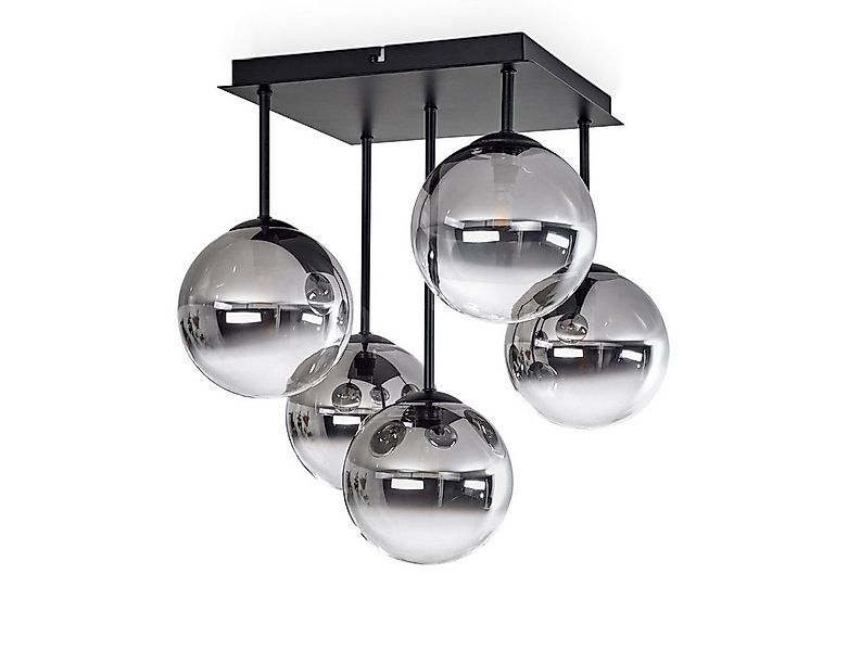 hofstein Deckenleuchte Deckenlampe aus Metall/Glas in Schwarz/Rauchfarben/K günstig online kaufen