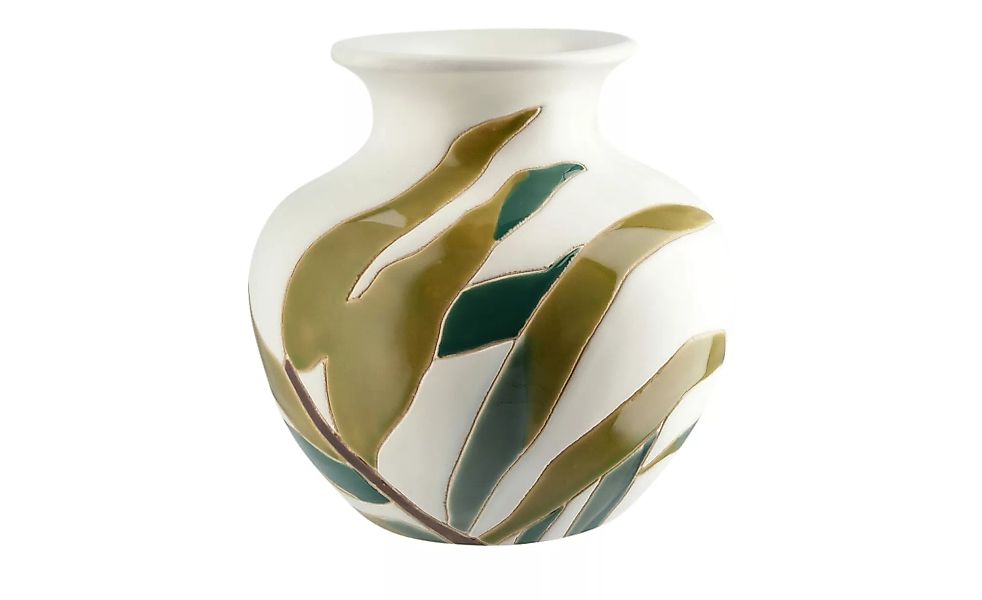 Vase Blätter - grün - Steingut - 18 cm - Dekoration > Vasen - Möbel Kraft günstig online kaufen