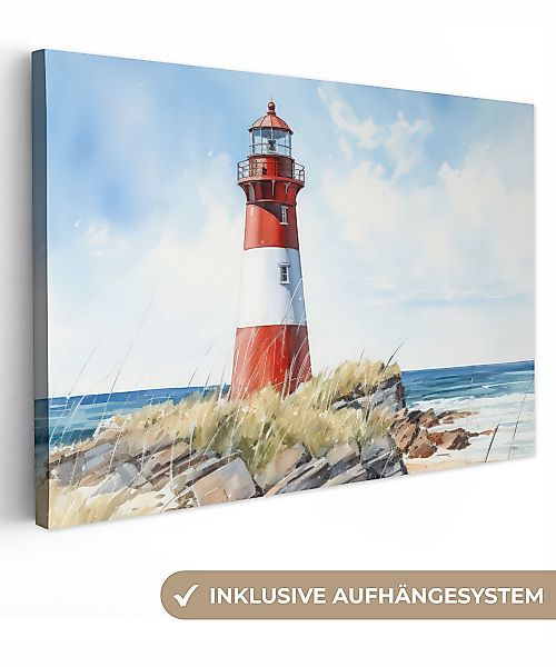 OneMillionCanvasses® Leinwandbild Leuchtturm - Felsen - günstig online kaufen