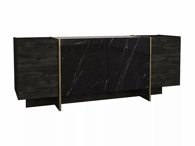 Sideboard mit 4 Türen - Marmor-Optik Schwarz & Goldfarben - CADEBA günstig online kaufen