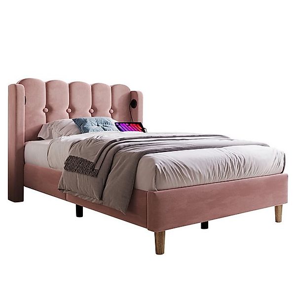 Gotagee Polsterbett Jugendbett Mit USB Typ C Ladefunktion Einzelbett Samt 9 günstig online kaufen