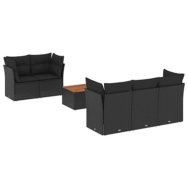 vidaXL 6-Tlg Garten-Sofagarnitur mit Kissen Schwarz Poly Rattan 3255810 günstig online kaufen