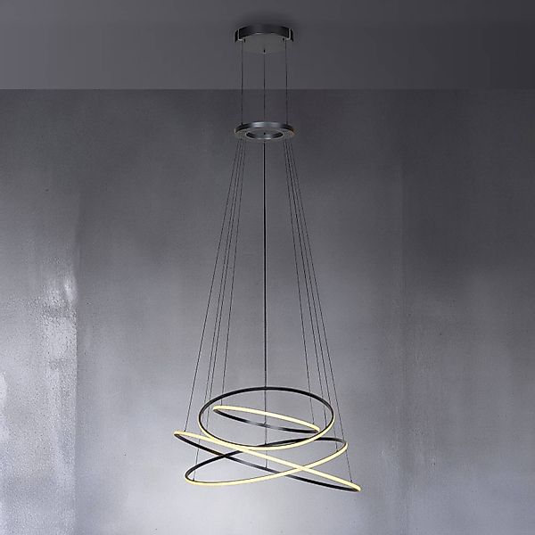 LED-Hängelampe PURE E-Flying Rings, mystic grey, Ø110cm, CCT günstig online kaufen
